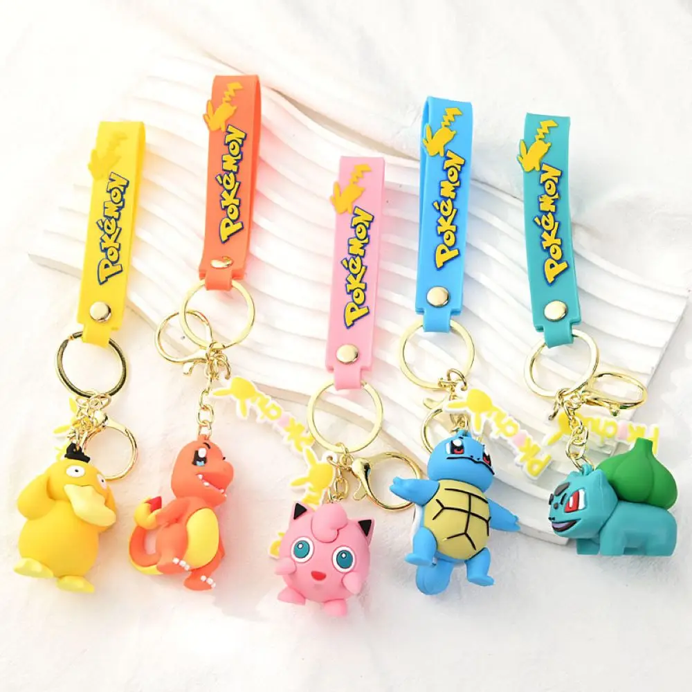 MINISO 1pcsNew Pokemon keychain Pikachu Koda Duck pendant Bead schoolbag pendant Car keychain