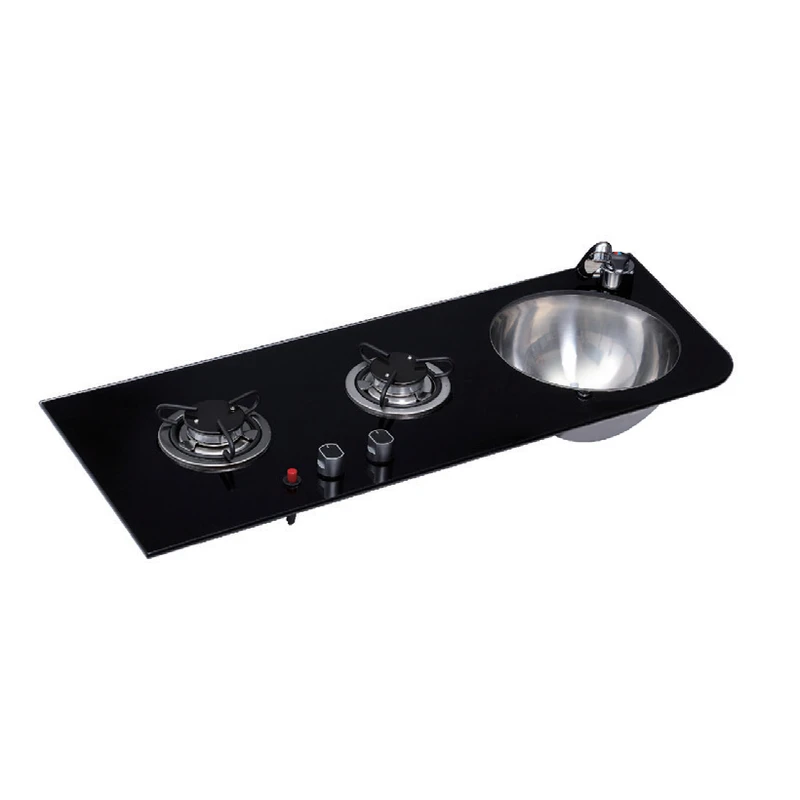 

outdoor 2 burner RV kitchen gas cooker stove glass cooktops with sink