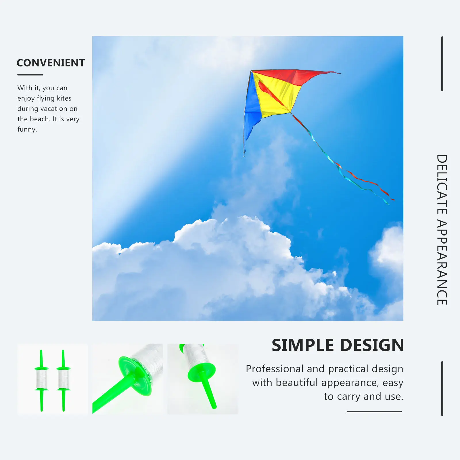 รอกว่าวแบบมืออาชีพ 2 ชิ้น ดีไซน์พกพาสะดวก สำหรับใช้งานกลางแจ้ง พร้อมสายว่าว 150 เมตร อุปกรณ์เสริมสำหรับว่าว รอกว่าว