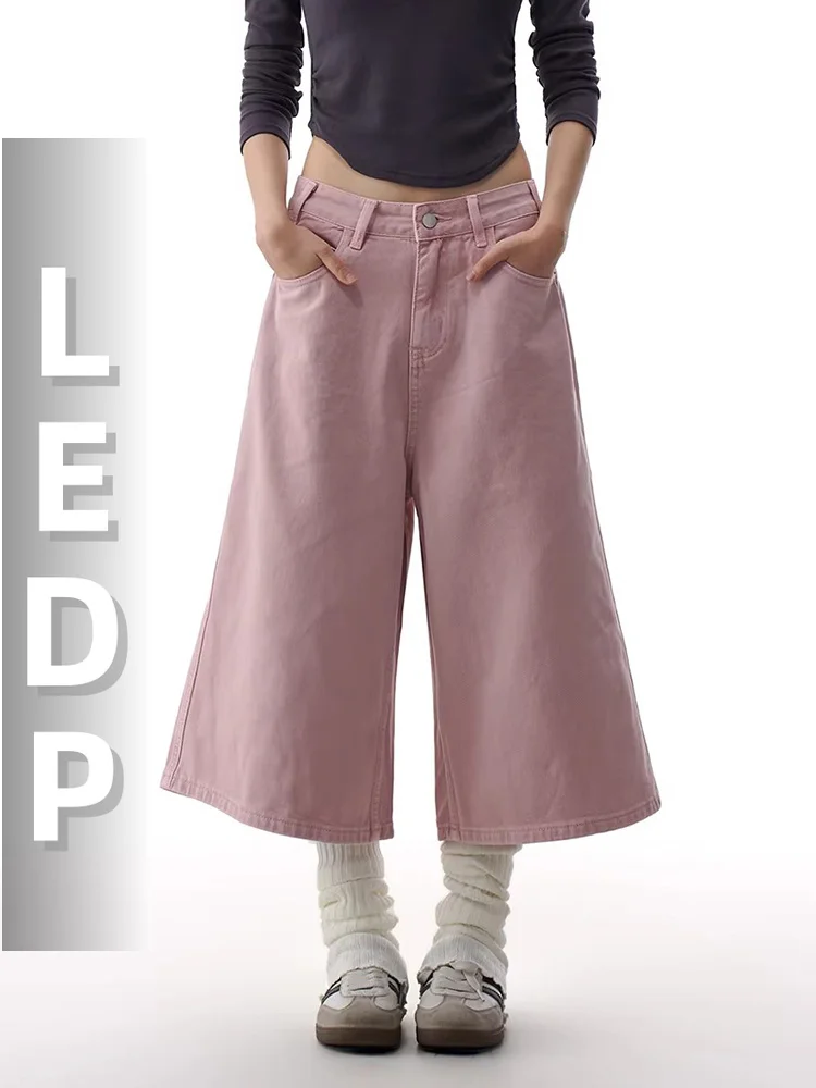 Pantalones Cortos Vaqueros Rosa IMU para Mujer, Jorts de Verano, Lindos, Rectos, de Pierna Ancha, Cintura Baja, Sólidos, Casuales, Tipo Bermuda, para Uso Diario