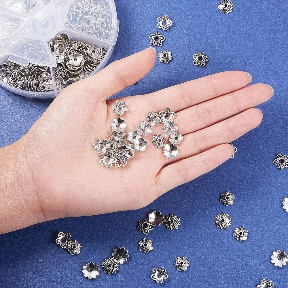 مجموعة واحدة من نتائج المجوهرات مع قبعات خرز من خليط معدني ودبوس عين حديدي 10.3 × 1.7 سم #5