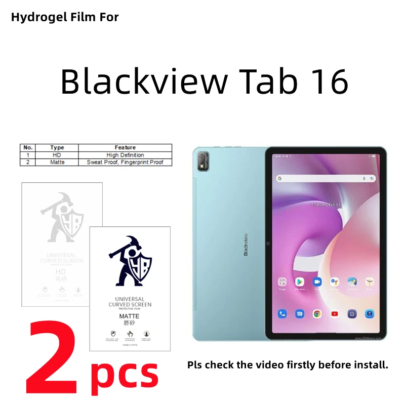 

2pcs Matte Hydrogel Film For Blackview Tab 16 HD Screen Protector For Blackview Tab 16 Clear/Frosted TPU Protective Film