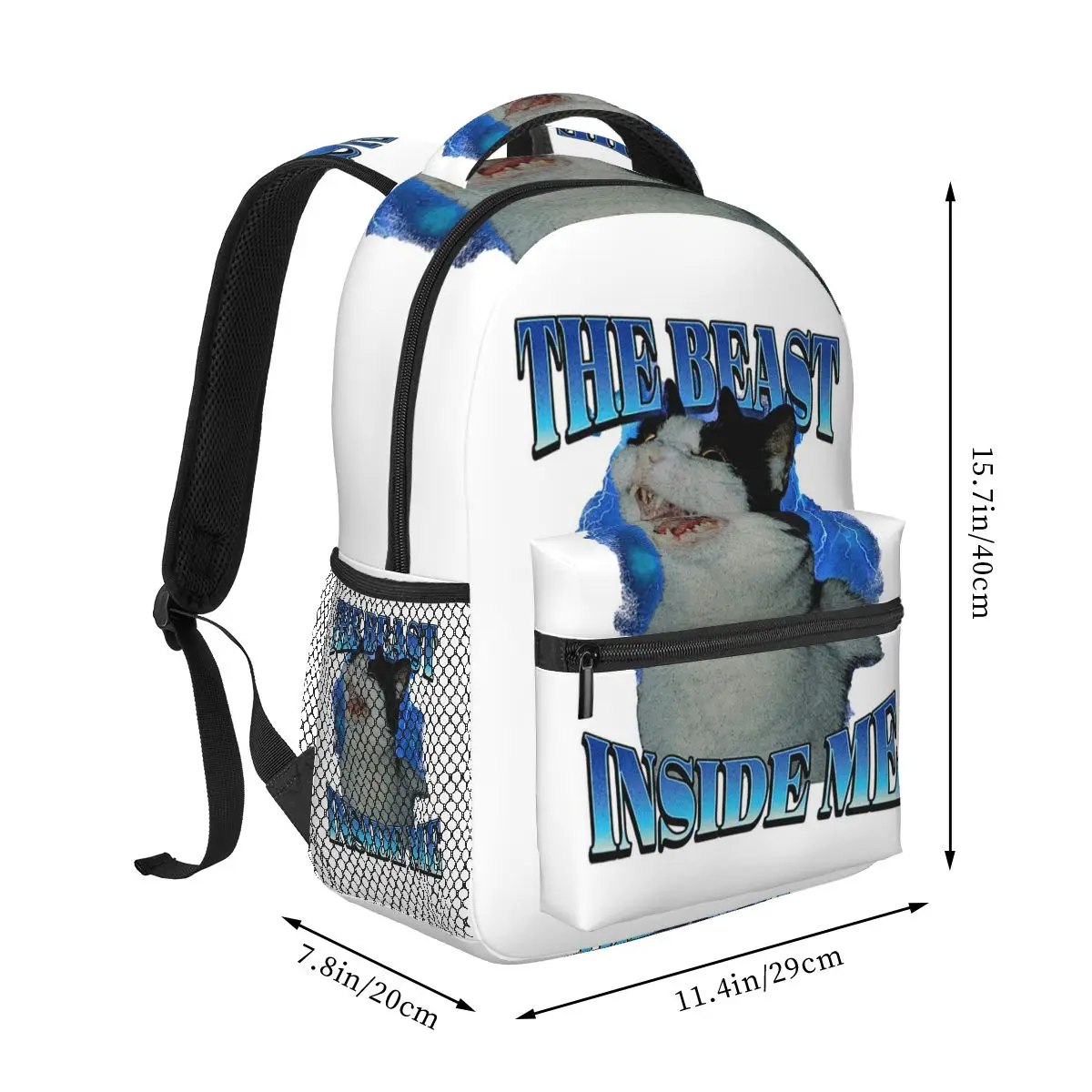 The Beast Inside Me Funny Cat Meme Backpack Student Boys Girls BookBag Children School Bag Computer Shoulder Bags for Men Women