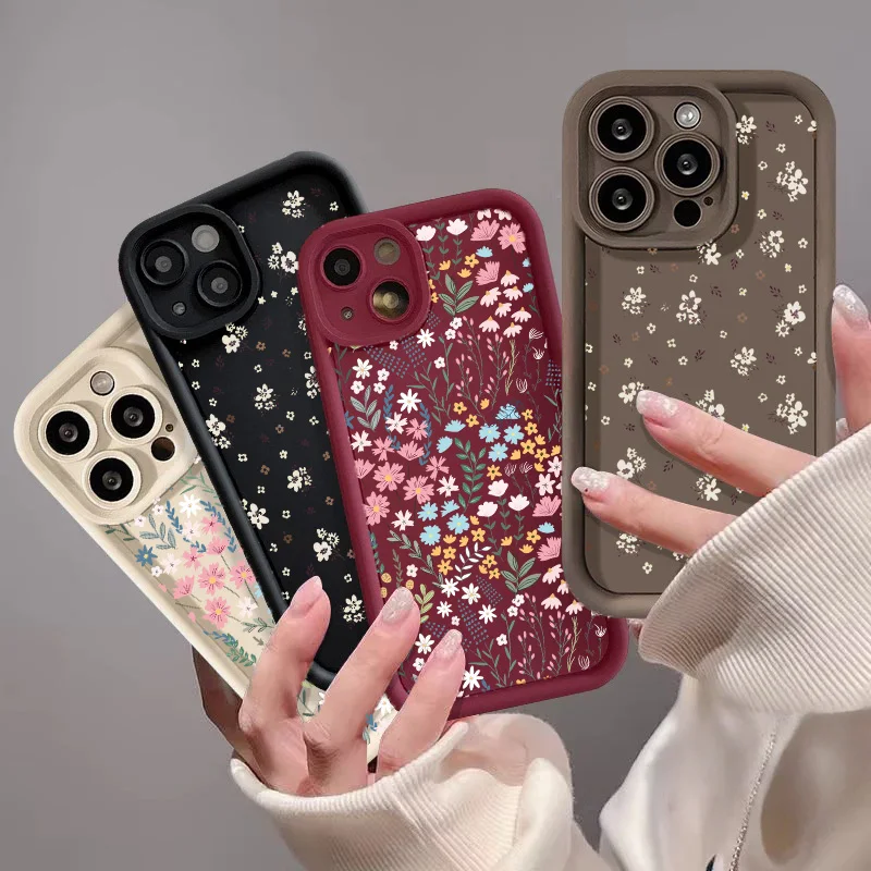 Coque de téléphone en TPU mat antichoc à motif floral pour Xiaomi Redmi Note 15 14 13 Pro Plus 12 Pro Redmi 15C 15 14C 13C 12C A5 A7 Pro