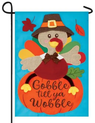 Gobble Turkey Double Applique Garden Flag