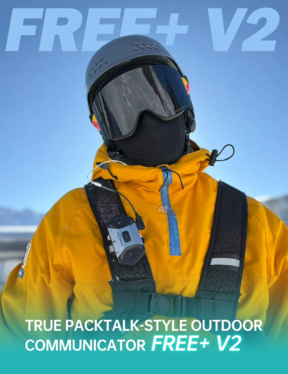 FreedConn FREE+V2  5.1 Optimal 1.6KM Audio Mixing Fast Charging 24-Person Group Mesh Network Ski Intercom Headset