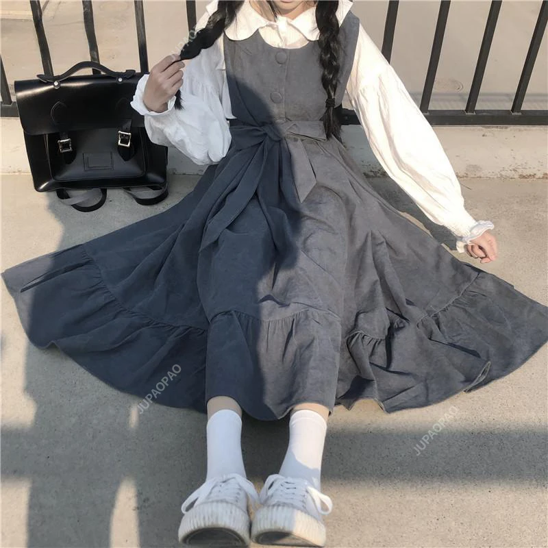 New Sweet Lolita Students Lolita Dress Jsk Sling Dress Women Vintage Pink Dress Japanese Harajuku Kawaii Cute Clothing 4XL