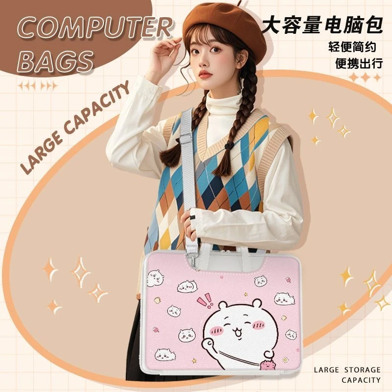 

Chiikawa Laptop Bag Shock Absorption Protective Sleeve With Handle Large Capacity For 13 15 Inch Notebook Computer Travel Office
