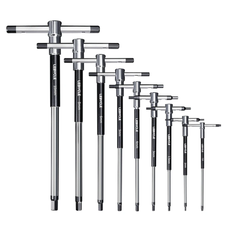 LEBYCLE MTB 9PCS T-Shaped Hex Wrench Set 2.5 3 4 5 6 8 10mm T25 Bike Install and Remove Repair Tool for MTB and Road Bikes