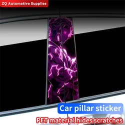 Anime Tanjiro Car Stickers Auto B Pillar Waterproof Sunscreen Decor Cover Scratches Car Doors Pillar Vinyl Decals Accessories