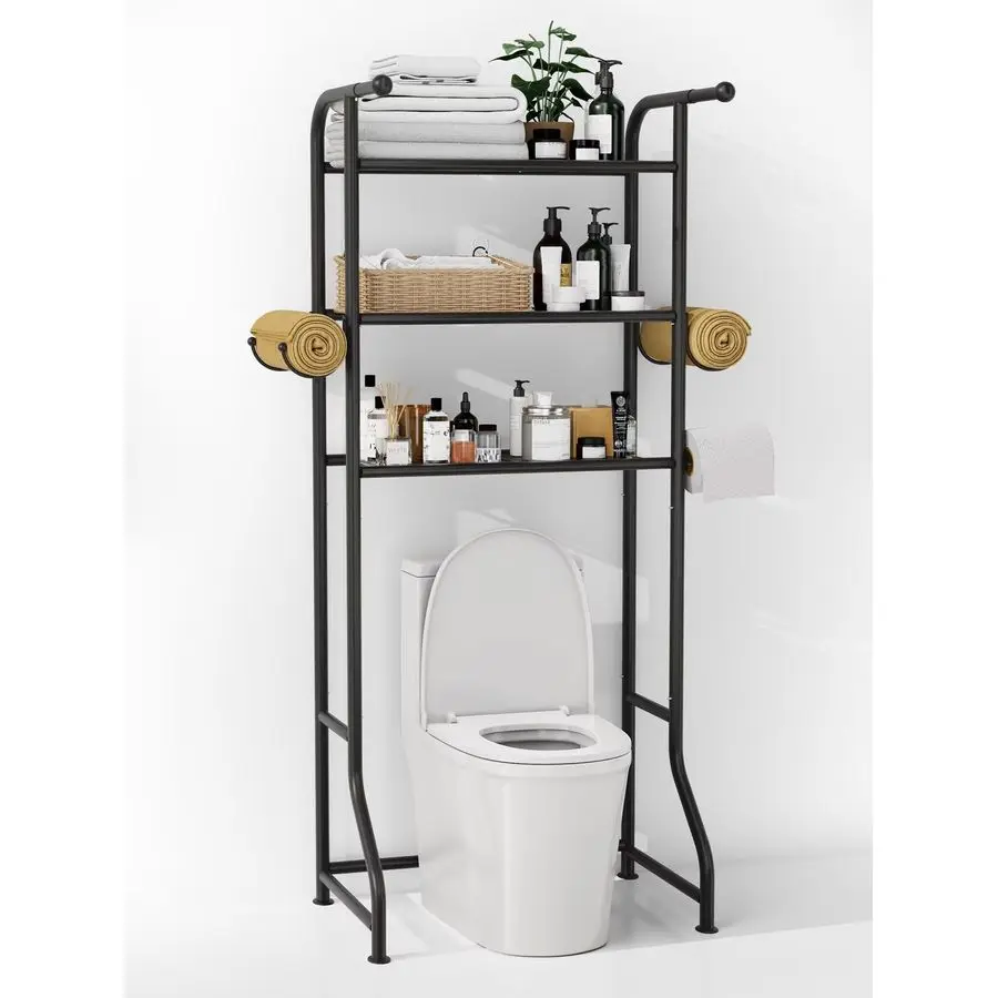 

Over The Toilet Storage ShelfBathroom Organizers and Storage Over ToiletMetal Bathroom Space Saver with 2 Bars1 Paper Holder an