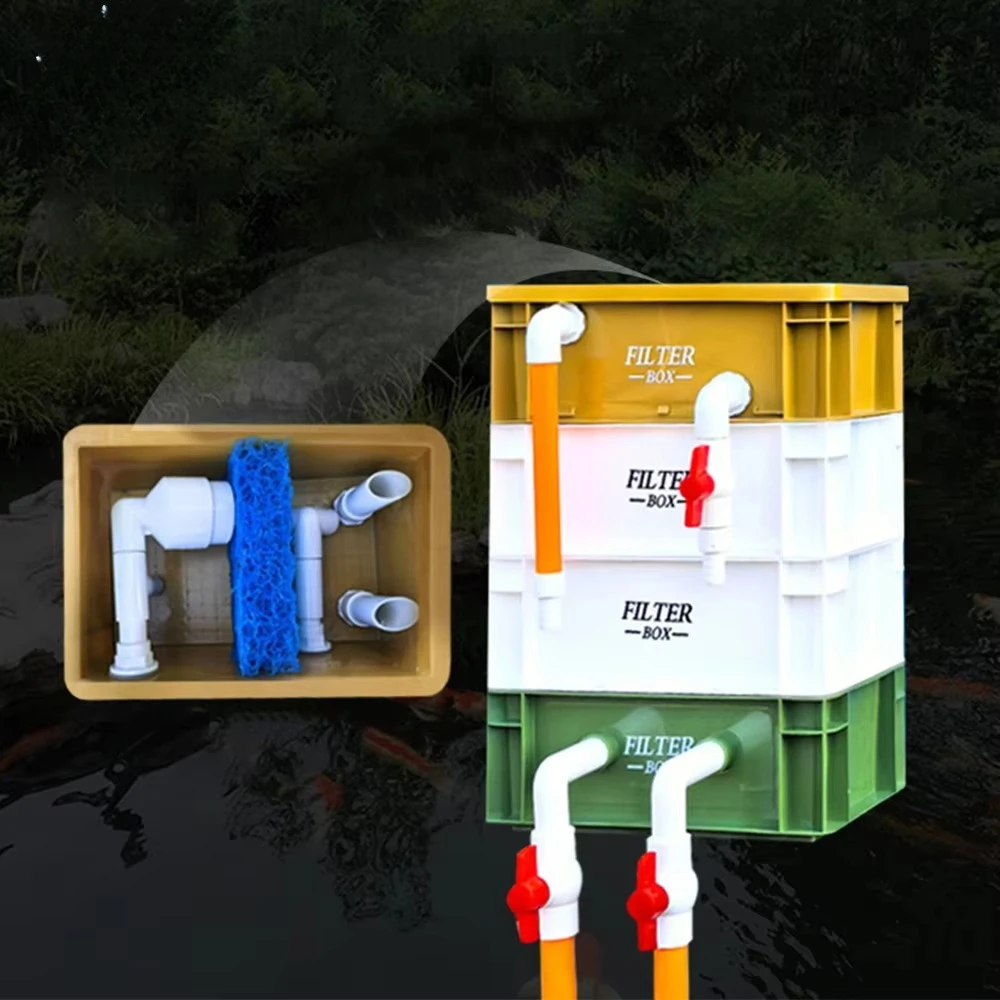 High-efficiency fish tank filter box - clear water 3-stage filtration system, durable plastic for easy aquarium setup