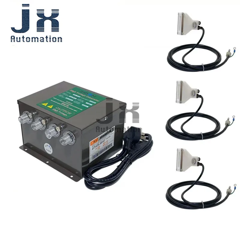 3Pcs Fan-Shape Ionizing Nozzle Kit Industrial Anti-Static Ion Air Nozzle System with High‑Voltage Generator for Static Removal