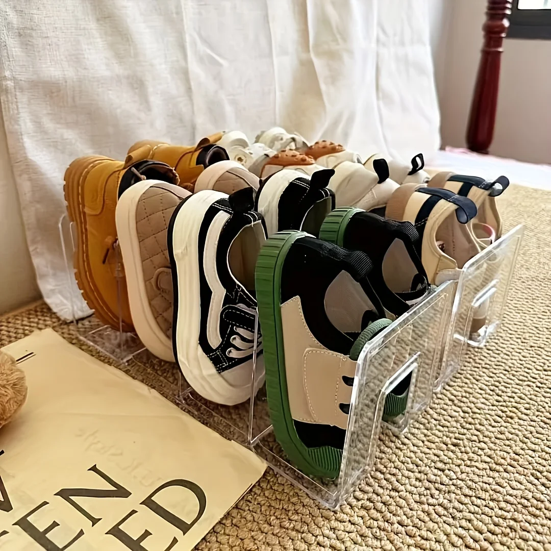 

Transparent Plastic Shoe Rack | No Assembly Space-Saving Multi-Tier Floor Standing Shoe Cabinet, Durable Clear Storage Shelf