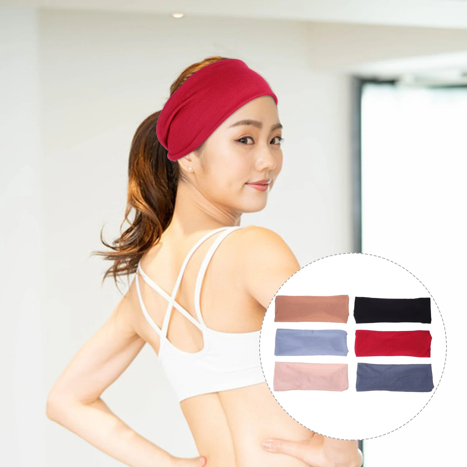 

6Pcs Elastic Sports Headbands Non-Slip Breathable Yoga Headband Workout Accessories Sweat Bands Women Running Exercise Fitness
