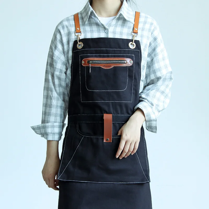 Apron barber shop Internet cafe flower shop restaurant waiter printing logo home kitchen baking men's and women's work clothes