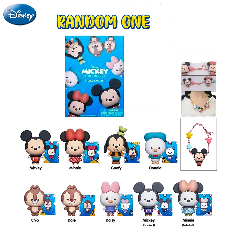 Mickey-Llavero de caja ciega con licencia oficial, Mickey Minnie Goofy Donald, bolsa ciega de PVC, regalo con dije, 1 unidad, Disney