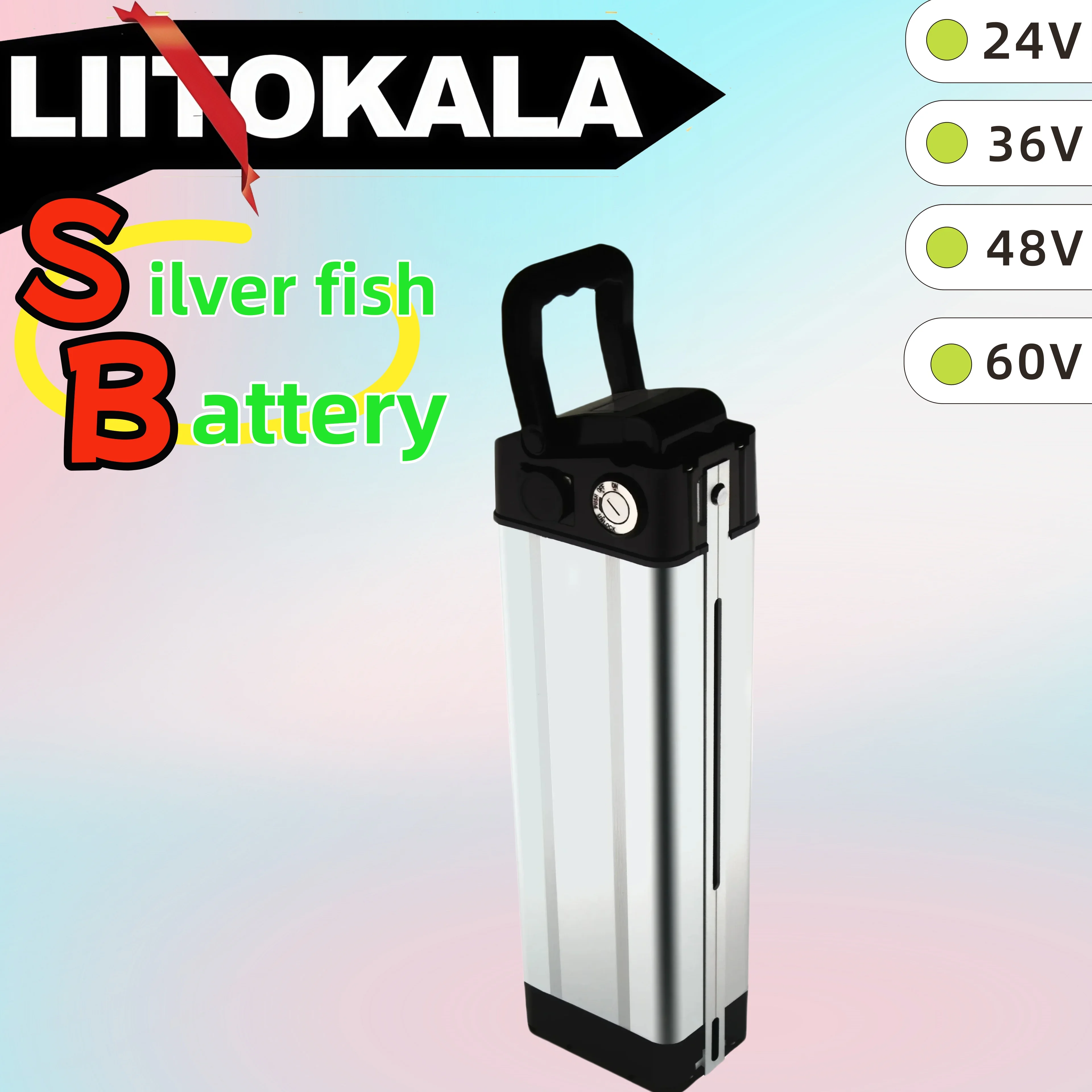 LiitoKala Silver Fish Ebike battery 24V 36V 48V 60V 10Ah 12Ah 15Ah 20Ah 30Ah for G-Hybrid City Bike Folding Bike E-bike Battery