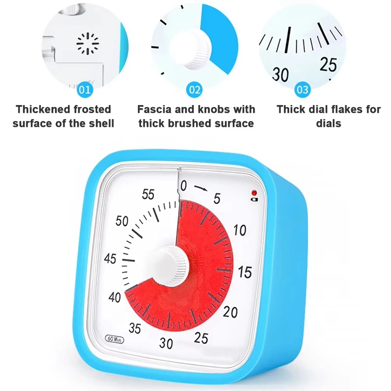 VT01 60 Minute Visual Timer Silent Countdown Time Manager Drop-Proof Alarm Clock DIY Timer  For Students Learning Tool