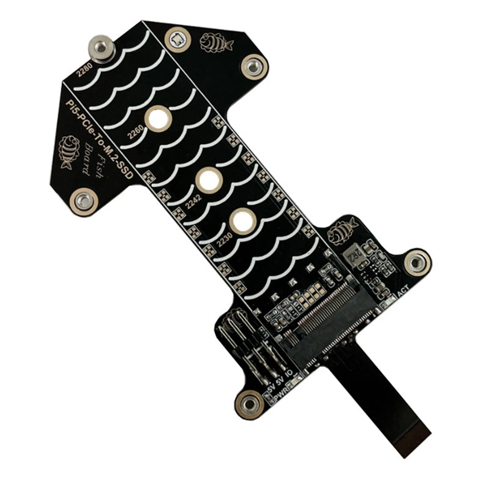 For Raspberry Pi 5 Adapter Board Pcie To M.2 Nvme SSD Adapter Board Compatible With Pi5 Official Case And DSI/CSI Cable