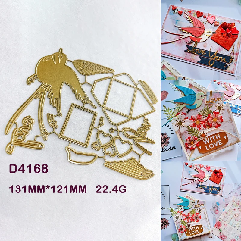**Swallow Bird Envelope Metal Cutting Dies Carbon Steel Love Heart Template For DIY Scrapbooking Greeting Card Album Paper Craft