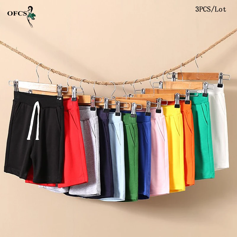 Summer Children's Shorts Casual Loose Pants Kids Candy Boys Beach Shorts Teenager Sports Joggers Clothing Package Sale 3Pcs/Lot