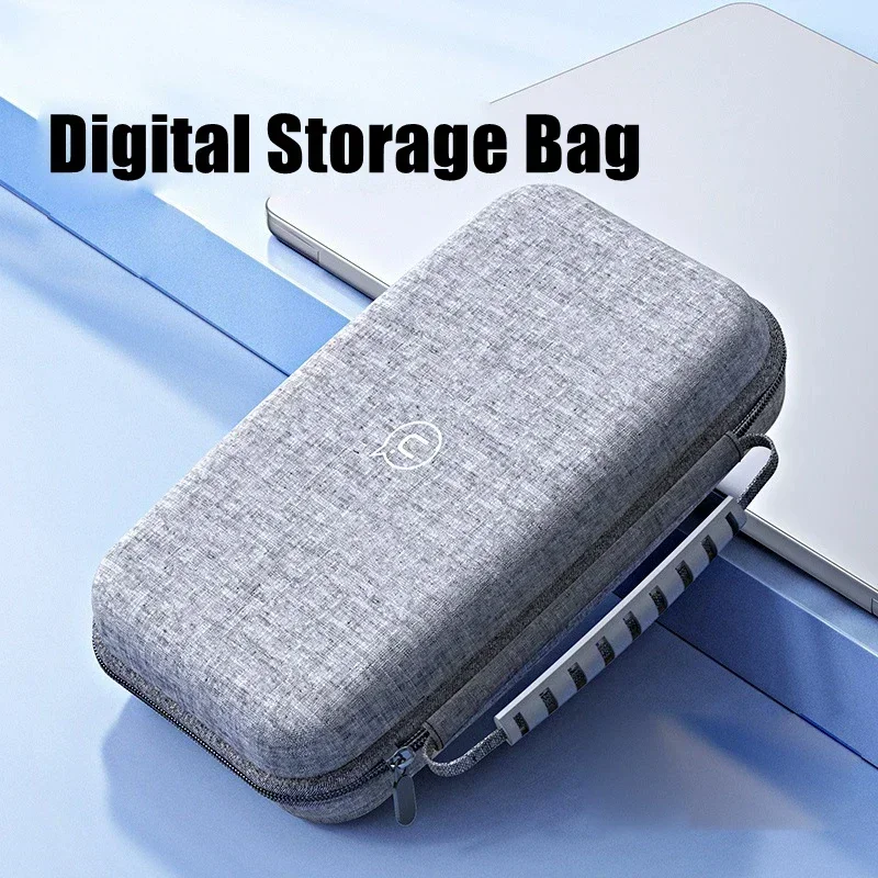 Digital Gadgets Storage Bag Hard Shell Portable USB Data Cable Organizer Shockproof Protective Charger Power Bank Zipper Bag