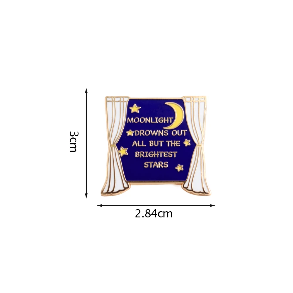 Moonlight Drowns Out All But The Brightest Stars Badge JRR Tolkien Quote Enamel Pin Window Creative 3D Jewelry