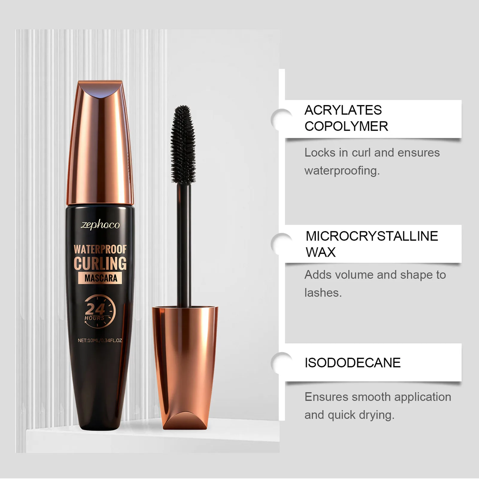 Volumizing ยาว Curling มาสคาร่าธรรมชาติดูกำหนดความงามตามธรรมชาติขนตากันน้ำ Smudge-Proof แต่งหน้าแต่งกาย