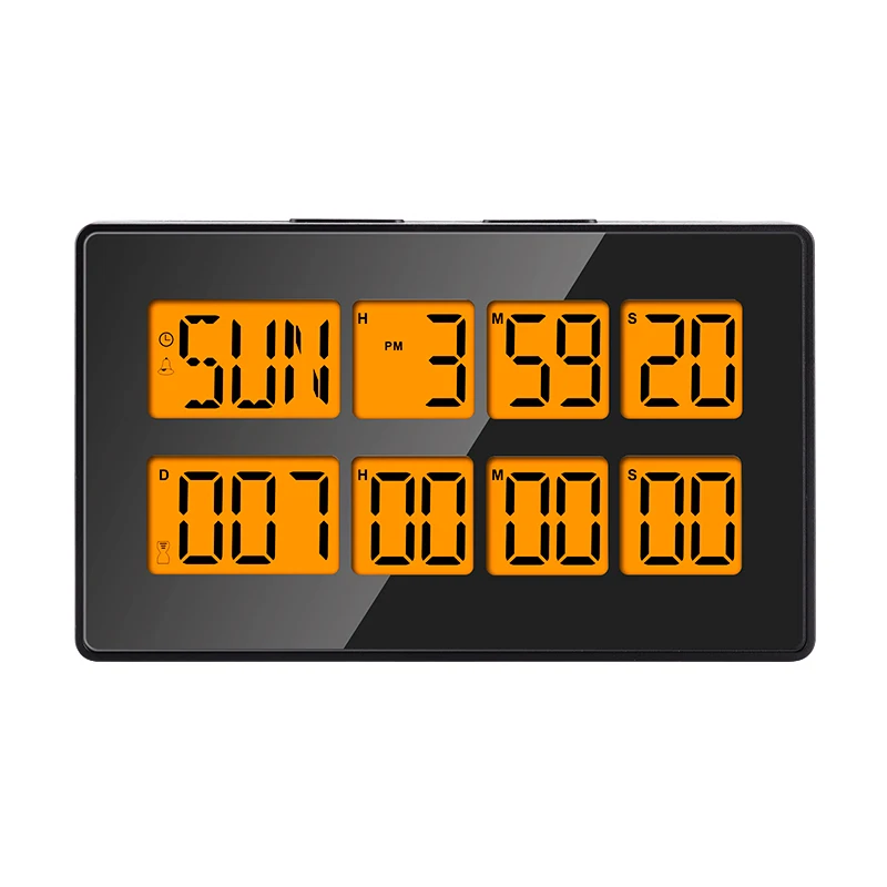 Color Display Dual Channel Digital Timer Countdown Magnet Cooking Clock Snooze Alarm Calendar Great Date Time Reminder 3 Preset