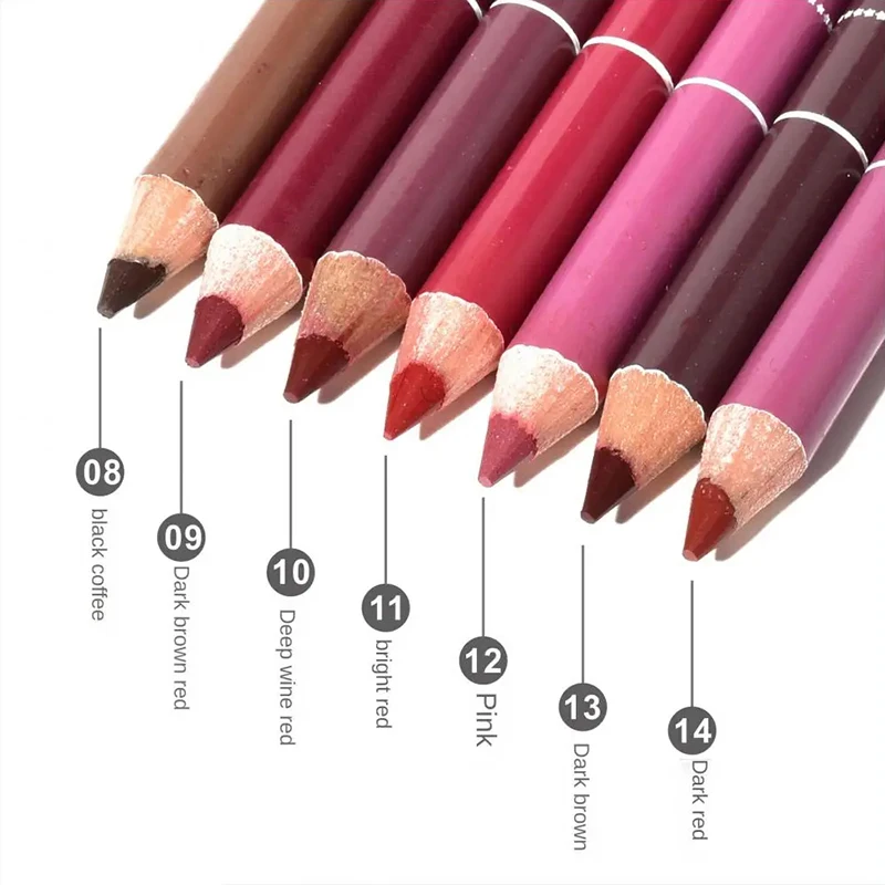 28-Colors Wood Lip Liner Waterproof Professional Soft Pencil Lady Charming Lip Liner Makeup Women's Long Lasting Cosmetic Tool