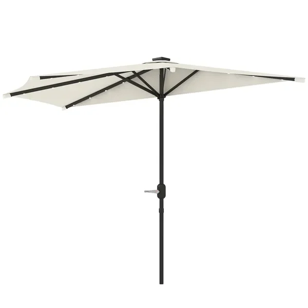 

Vented Half Patio Umbrella, UPF 30+, Crank Mechanism, Tiltable, Cream White, Small Balcony Use
