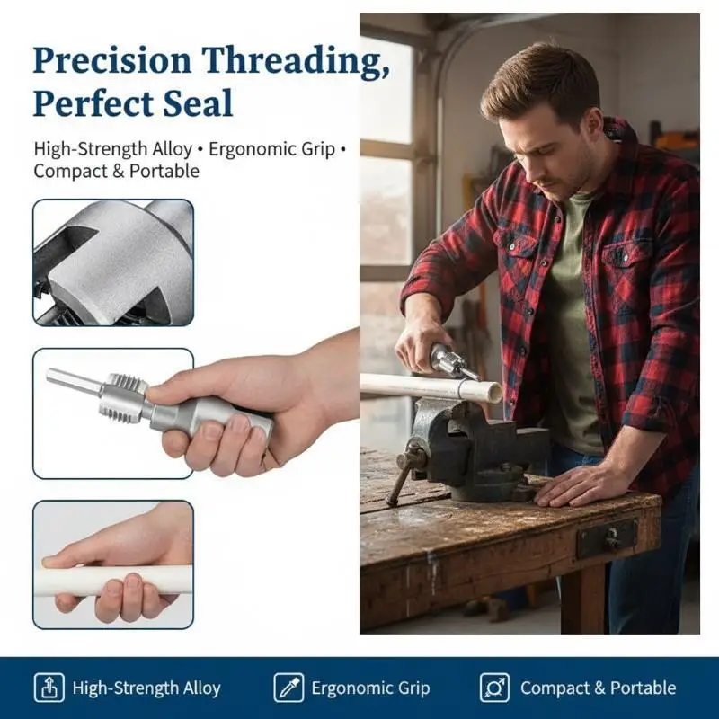 Pipe Thread Cutting Tool Integrated Internal & External Pipe Threading Tool Electric Drill Compatible PVC Pipe Threader Kit