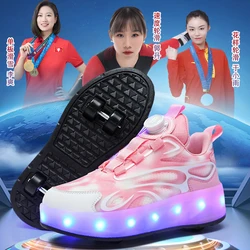 Student children's shoes four wheel light shoes Boy invisible roller shoes Medium children outdoor sports walking shoes girl