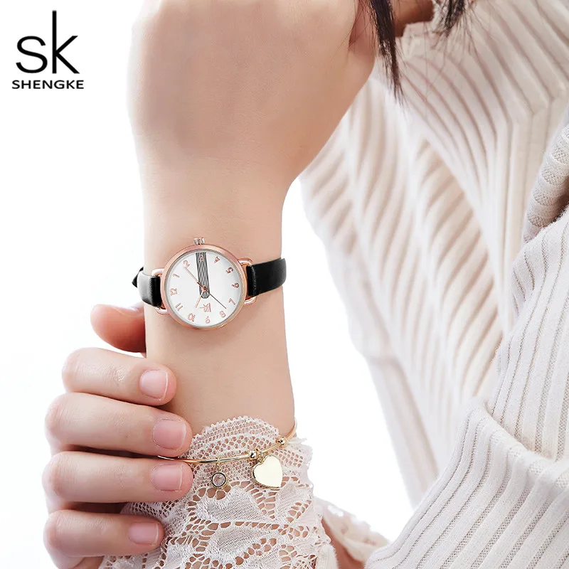 Shengke New Leather Watches Casual Women Watches 4 Colors Japanese Movement 3 ATM Waterproof watches for women Zegarek Damski