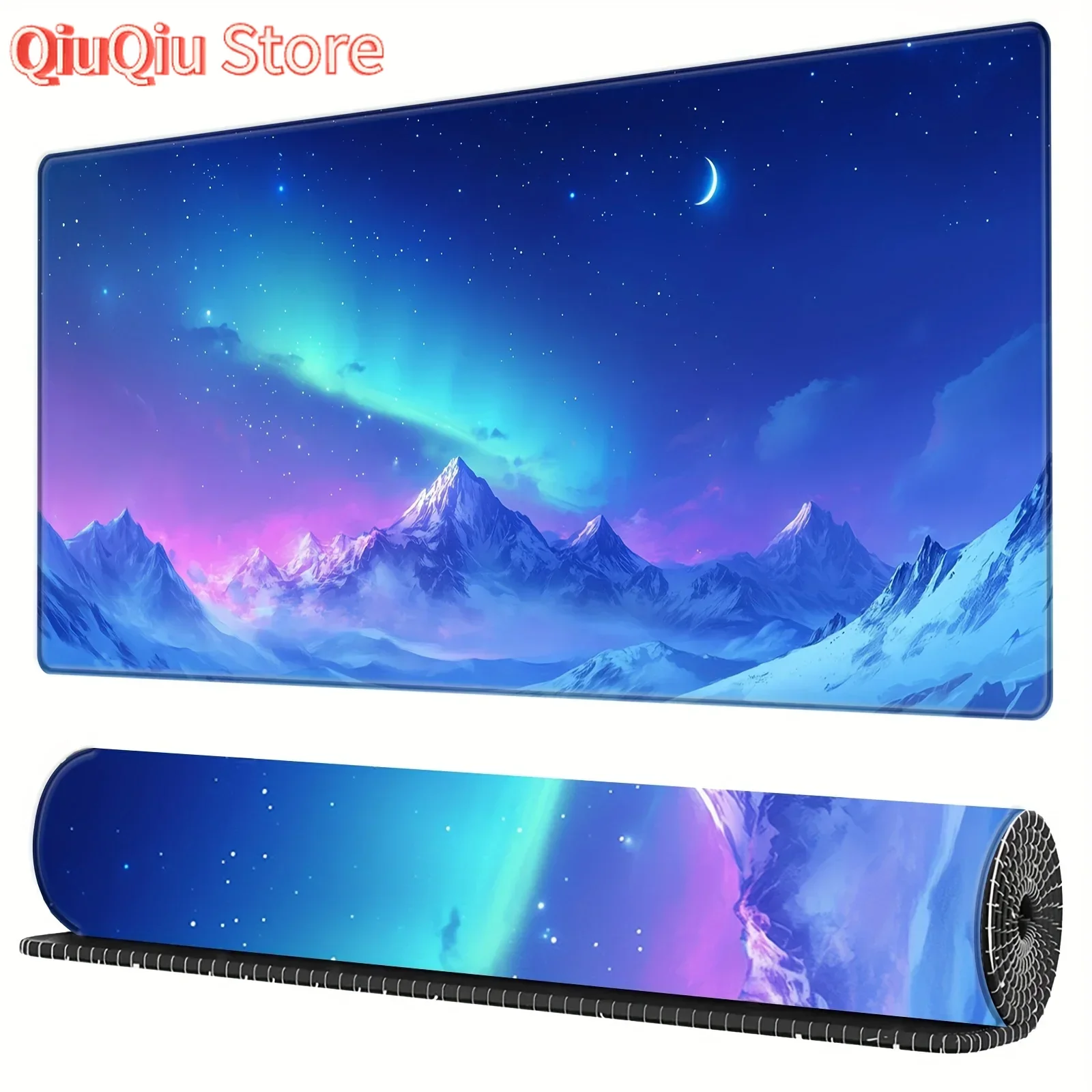 Bachrax XXL ゲーミングマウスパッド 大型拡張テーブルマット 滑り止めゴム オーロラ雪山 ゲームプレーヤーギフト テーブルトップアクセサリー