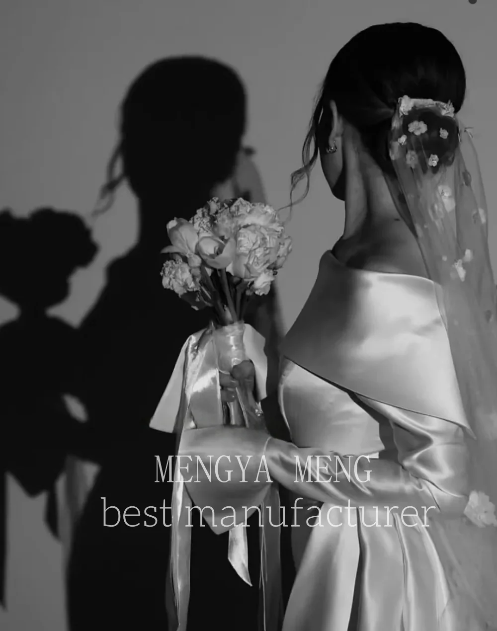 ZHUISHU Luxury Off Shoulder Full Sleeves Wedding Dresses Floor Length Pleats Silk Bride Gowns Modest Arabic Gowns Customized