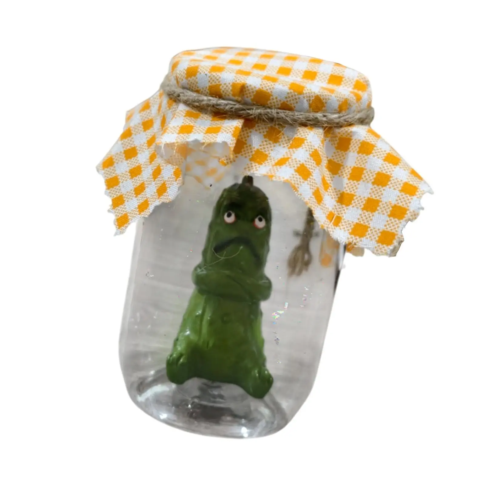 Small Pickle in Jar Sculpture Resin Statue Ornament for Kitchen Shelf Bedside Table Cute Figurine for Home Decor Gift for Pickle