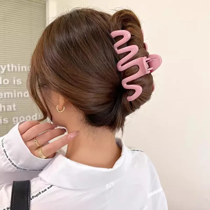 Simples cor sólida geométrica garra do cabelo para as mulheres, bandana longa grossa, clipe colorido, acessórios de cabelo para meninas, moda, novo