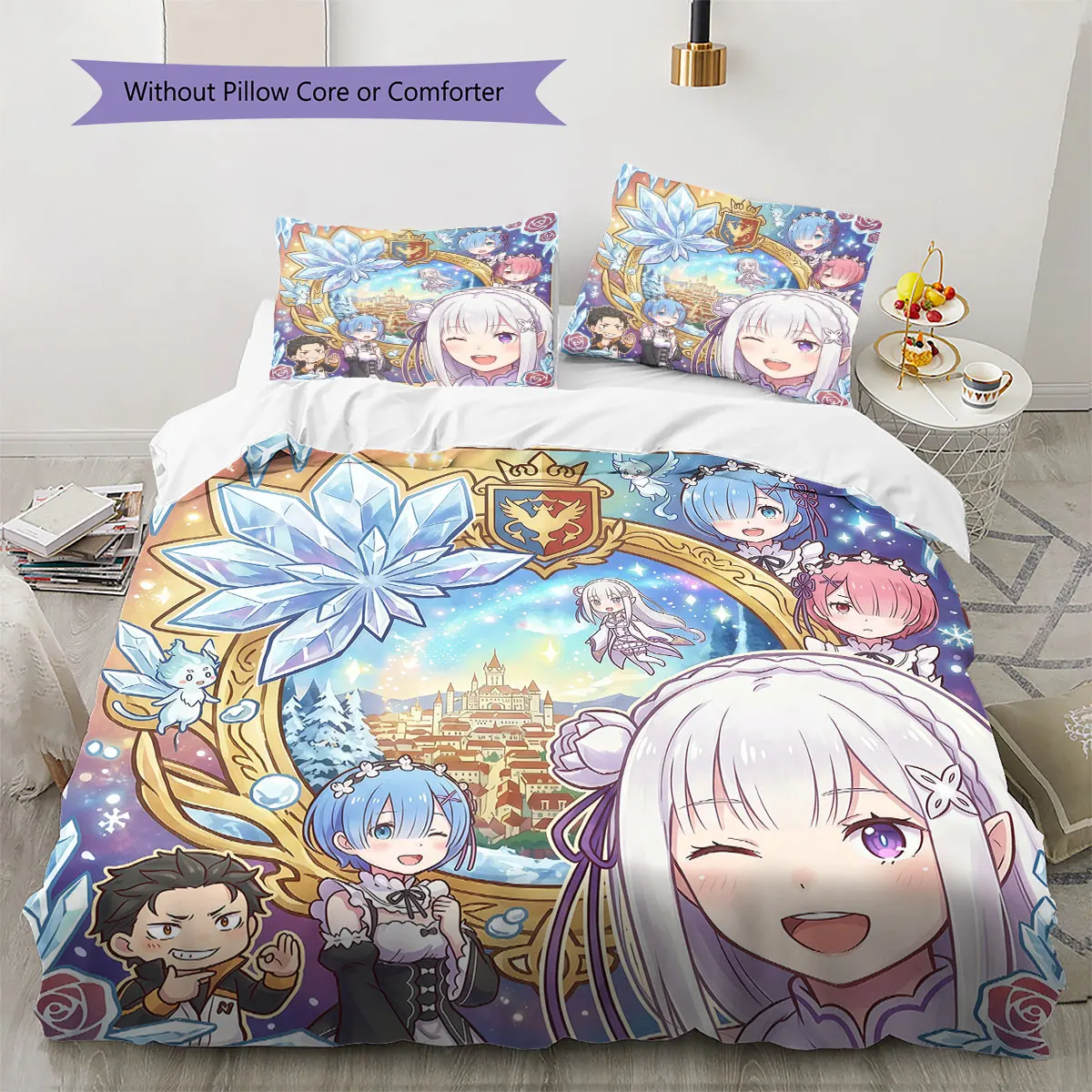Re Zero Soft Duvet Cover Child's Bedding Set,Extra Large Size Holiday Gift Various Sizes Available -HE116