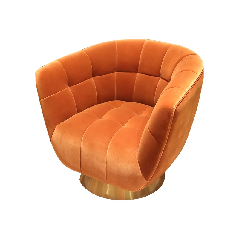 Luxury Living Room Furniture Velvet Spinning Lounge Chair/Modern Metal Lounge Chair