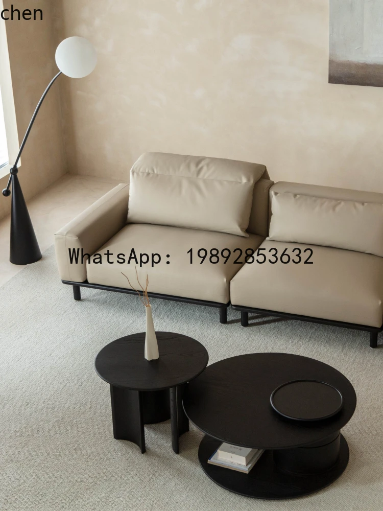 round solid wood coffee table living room household tea table balcony