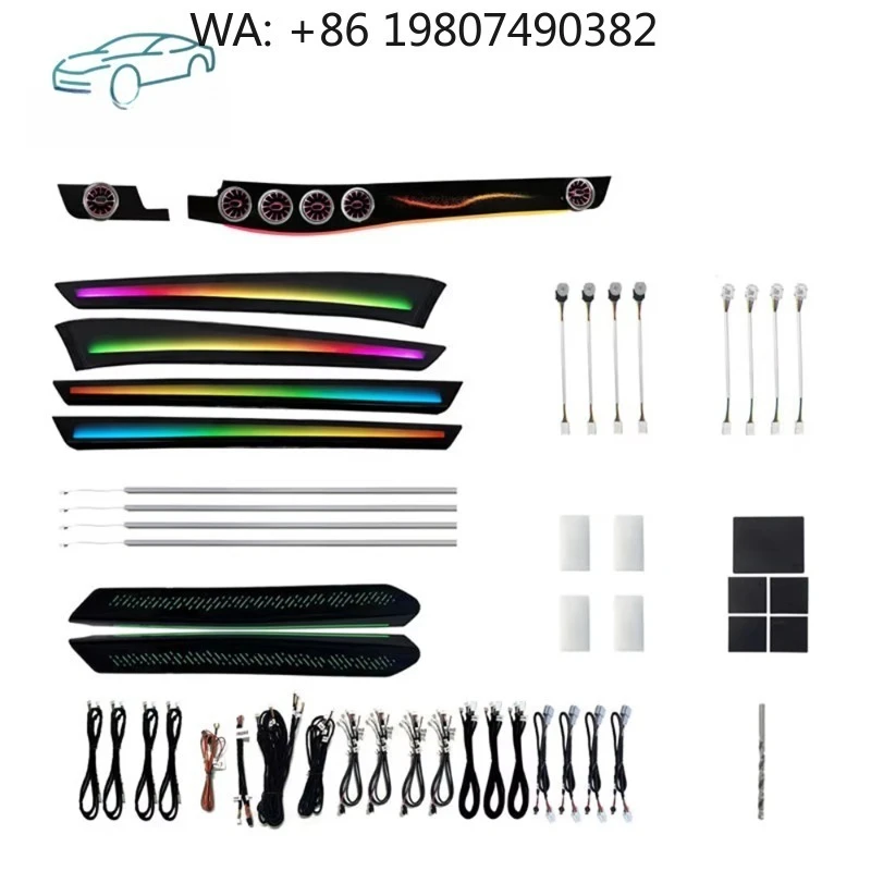 W212 E Class Rainbow Interior Atmosphere Kit, 64 Color Dynamic Air Vent LED Ambient Light Fit 2010-2015 Mid Size Sedan Parts