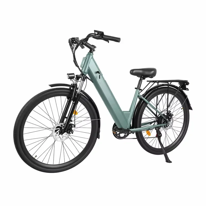 36V 10.5Ah Electric City Bike Steel Frame Hybrid E Bicycle for Women with Rear Child Seat Carrier Urban Commuter Cycling