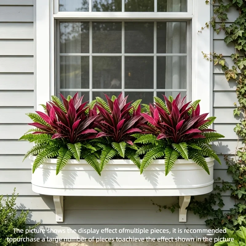 Rote Aroiden-Pflanze (Alocasia) mit Künstlichem Asplenium-Farn, Künstliches Grün für Zuhause, Büro, Balkon, Terrasse, Veranda und Garten – Detail 5