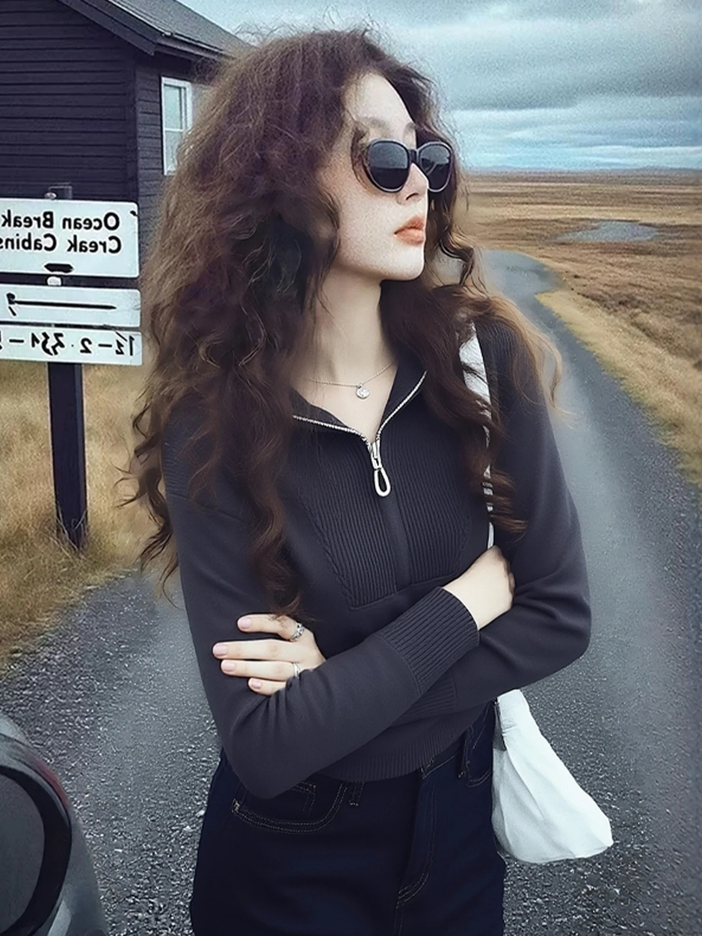 

Стильный однотонный вязаный топ с длинными рукавами и капюшоном, повседневный, комфортный, стройнящий, мягкий, в корейском стиле, для женщин, Зима 2025