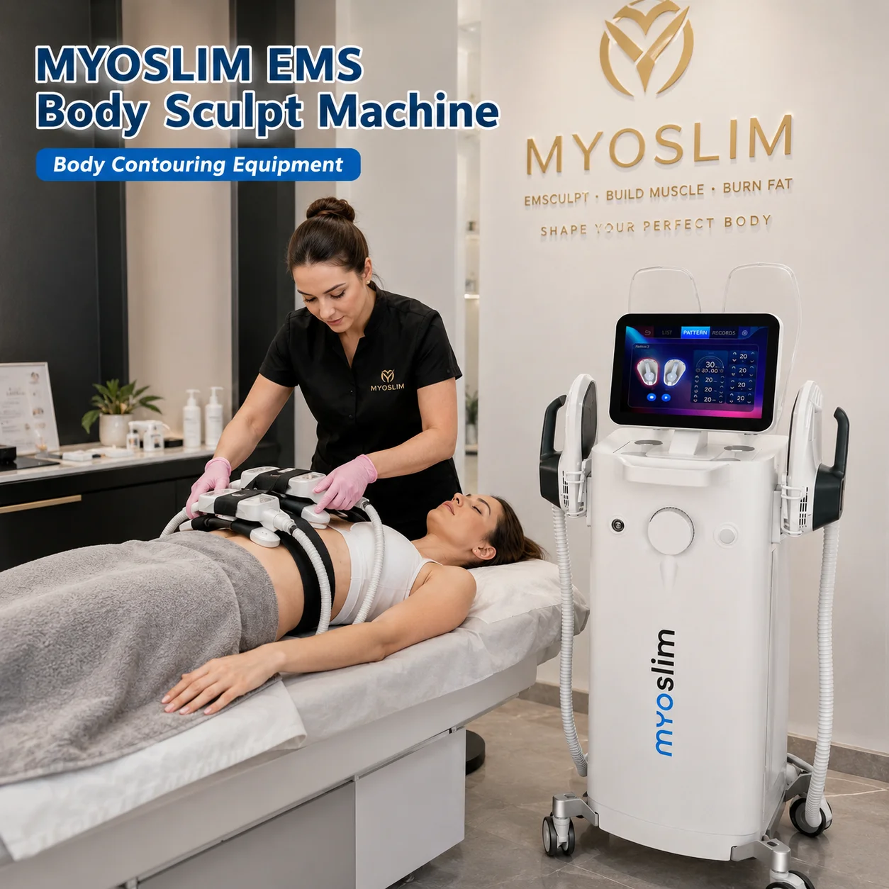 New MYOslim 6500W 15Tesla 200HZ EMS Neo HI‑EMT RF Body Sculpt Machine Muscle Building Fat Burning Body Contouring for Salon CE