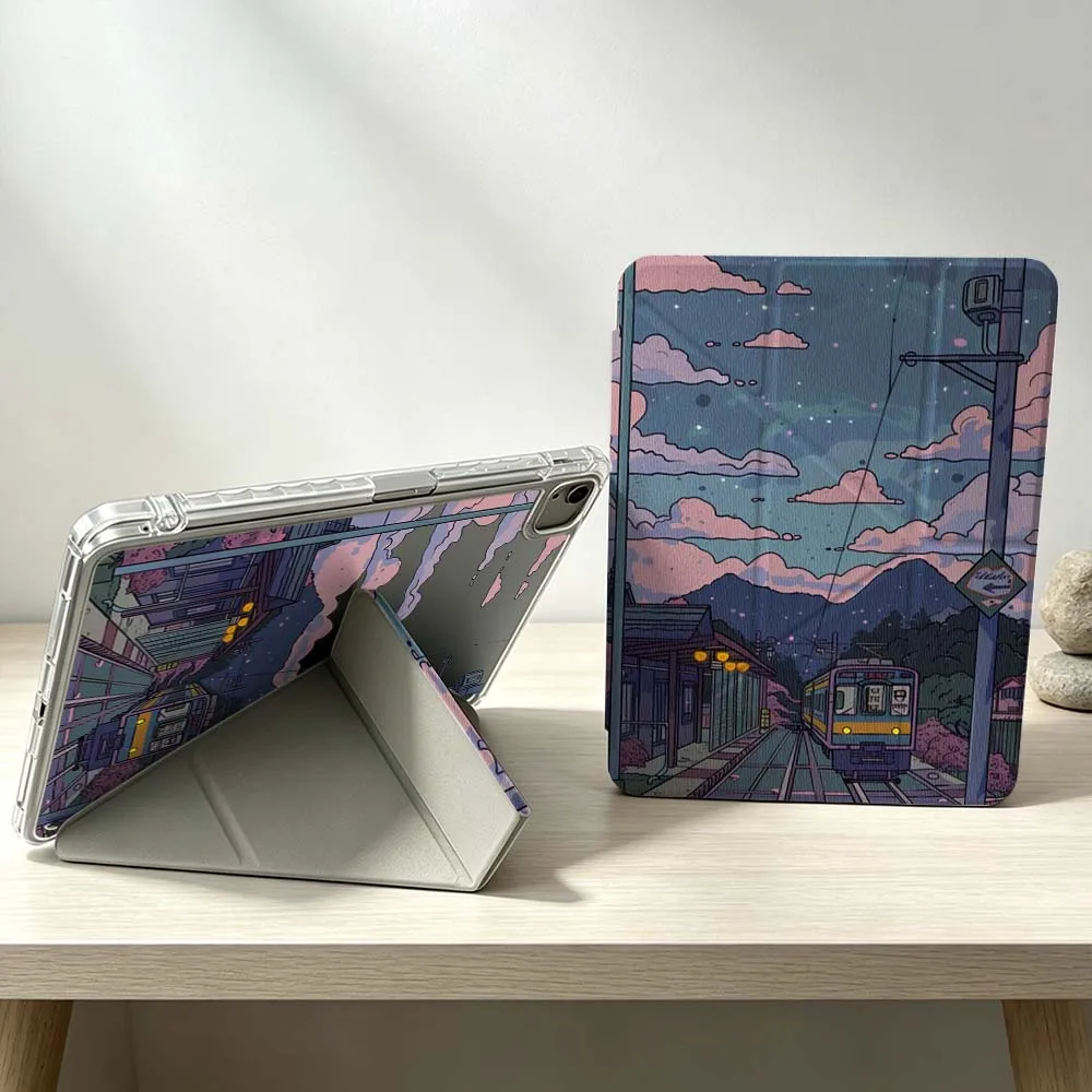 Design Train Landscape Soft For iPad Pro Air mini 6 5 4 3 2 1 11th 10th 6th 5th M5 M4 M3 M2 9gen Foldable 3Y Tablet Case