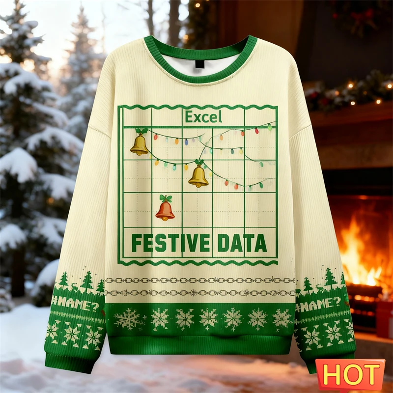 Hässlicher Weihnachtspullover Excel-Muster Lustiges Neues Weihnachtsgeschenk Datenanalyst Weihnachtspullover 2027 Sweatshirts für Männer und Frauen – Detail 7