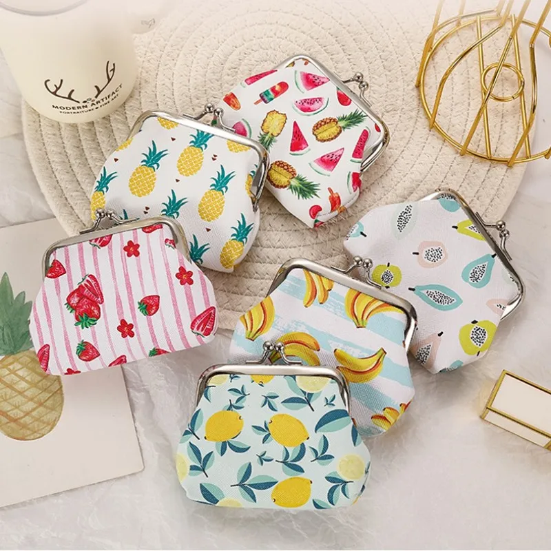 Fruit Printing Coin Purses Women Girl Hasp Wallet Ladies Clutch Change Purse Female Mini Money Bag Cotton Wallet Key Organizer